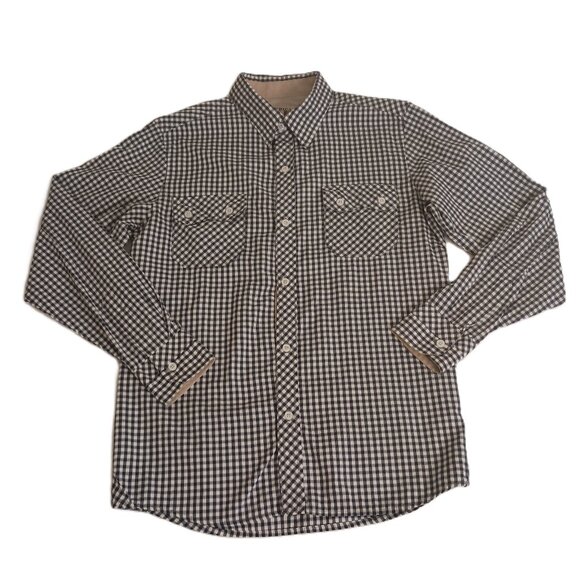 American Heritage Boys Western Blue White Check Button Down Shirt Size XL 18 EUC - Picture 1 of 16